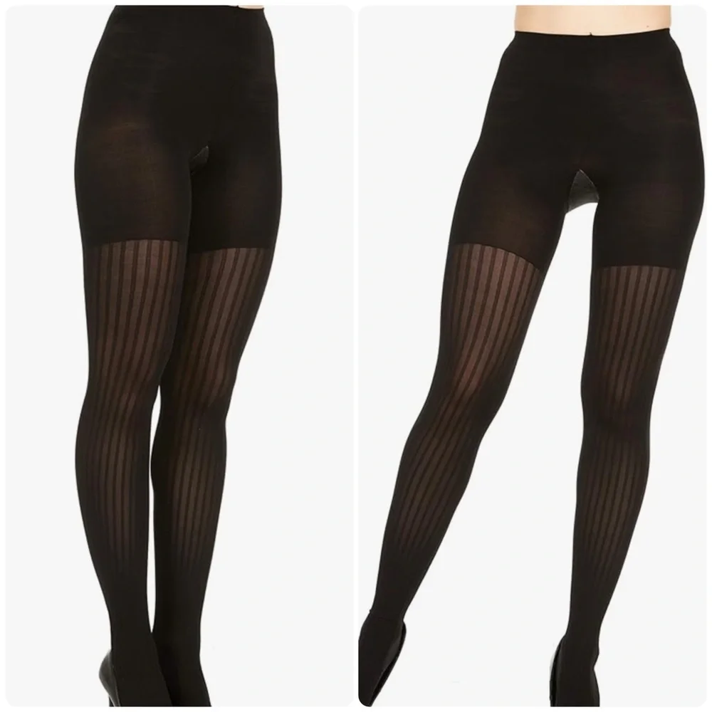 SPANX Star Power by Spanx Women's Ribbed Row Shaping Tights Black Size C New